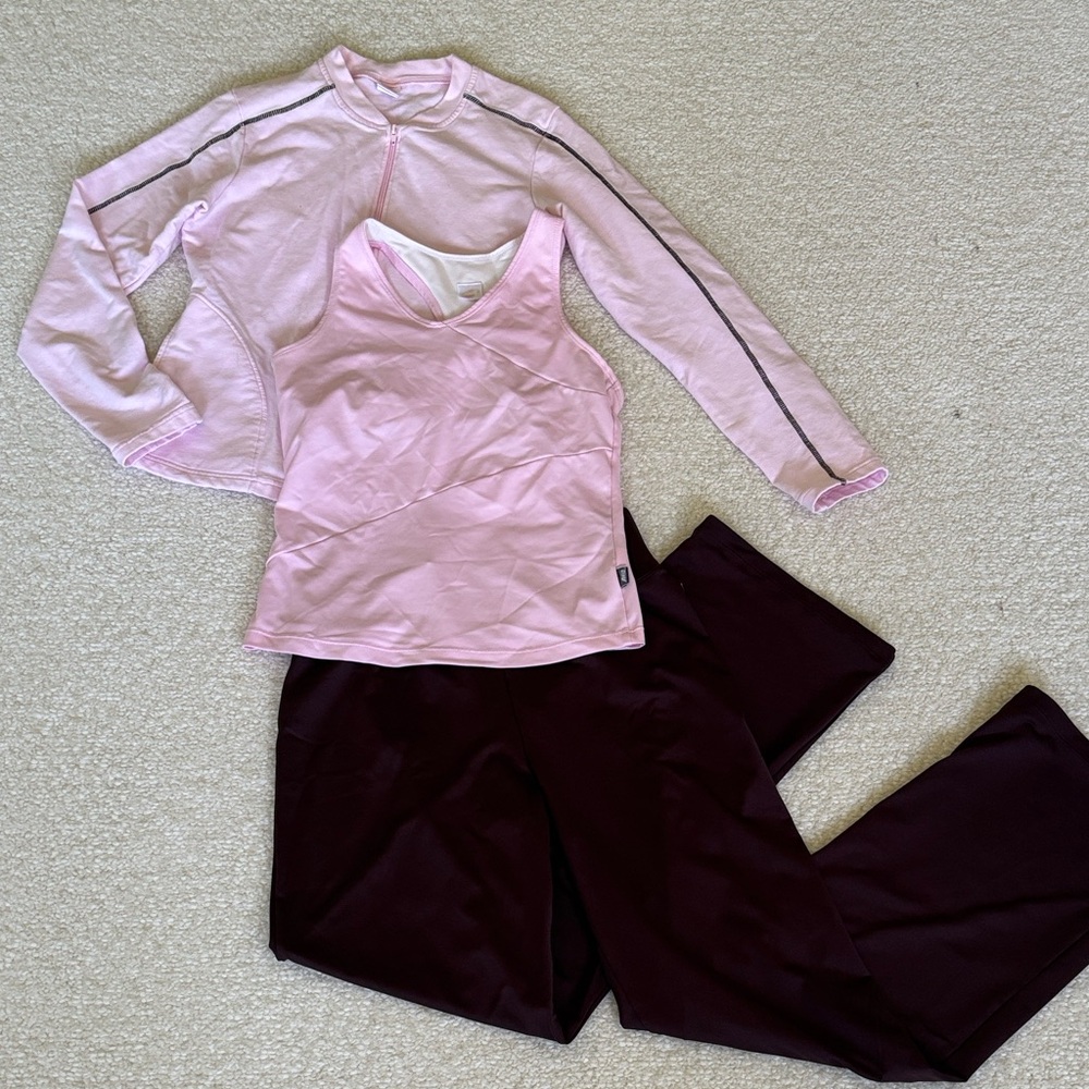 Avia Pink Athletic Full Zip Jacket and Built-In Sports Bra Tank Activewear Set